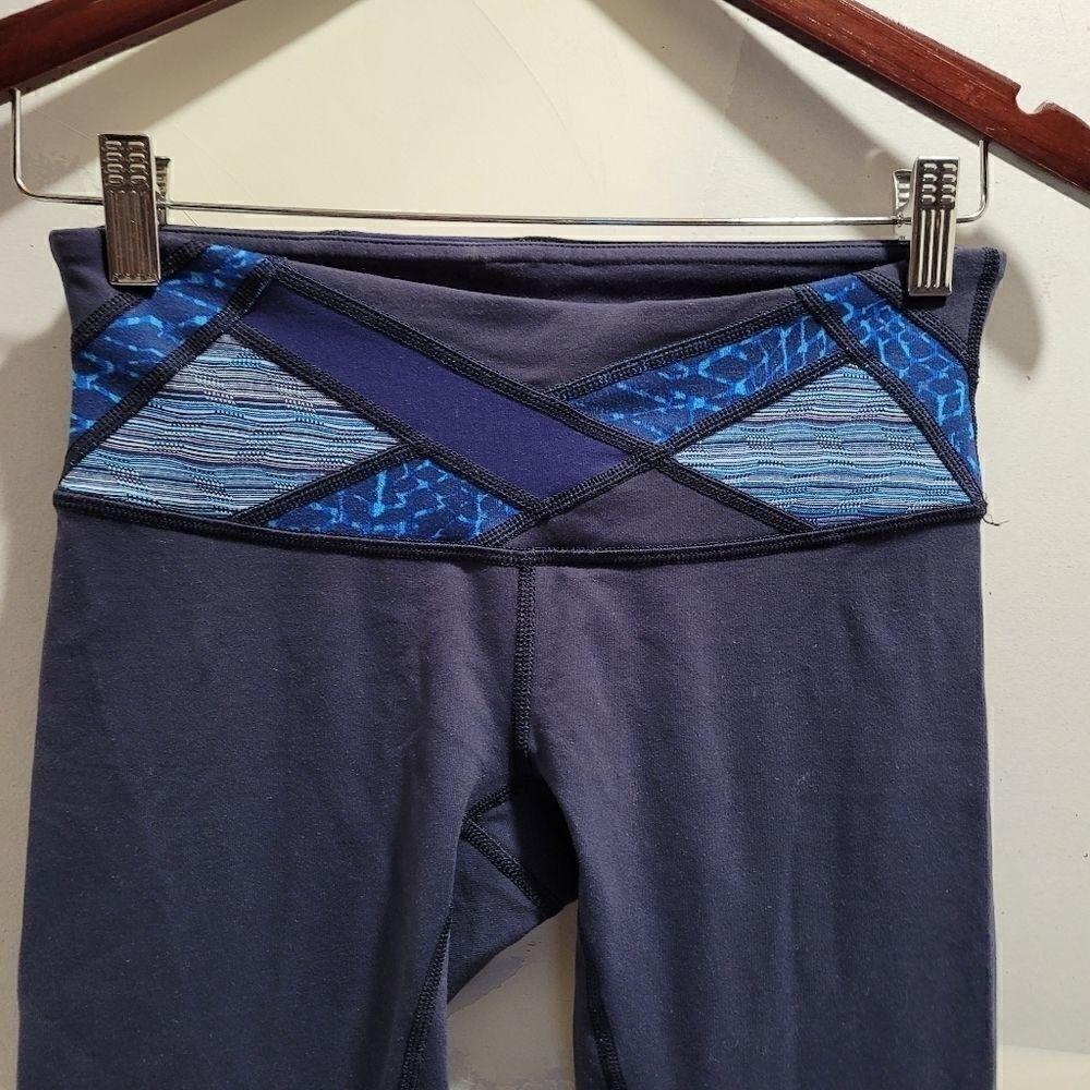 Lulemon Wonder Under Blue Color Block Leggings - Picture 3 of 5